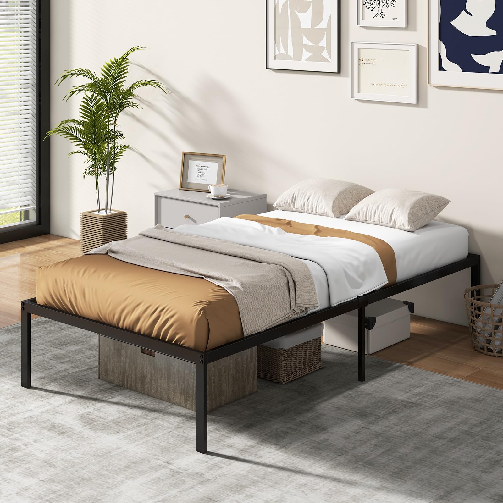 KOMFOTT 14-Inch Twin Size Metal Platform Bed Frame