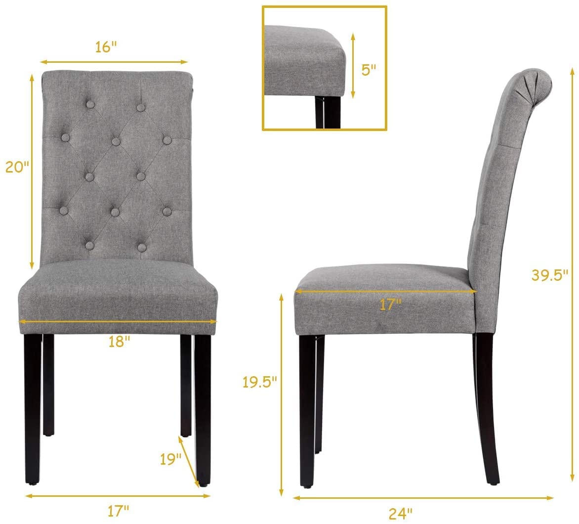 KOMFOTT Upholstered Accent Dining Chairs Set of 2/4 with Adjustable Anti-Slip Foot Pads, High Back, Sturdy Wood Legs