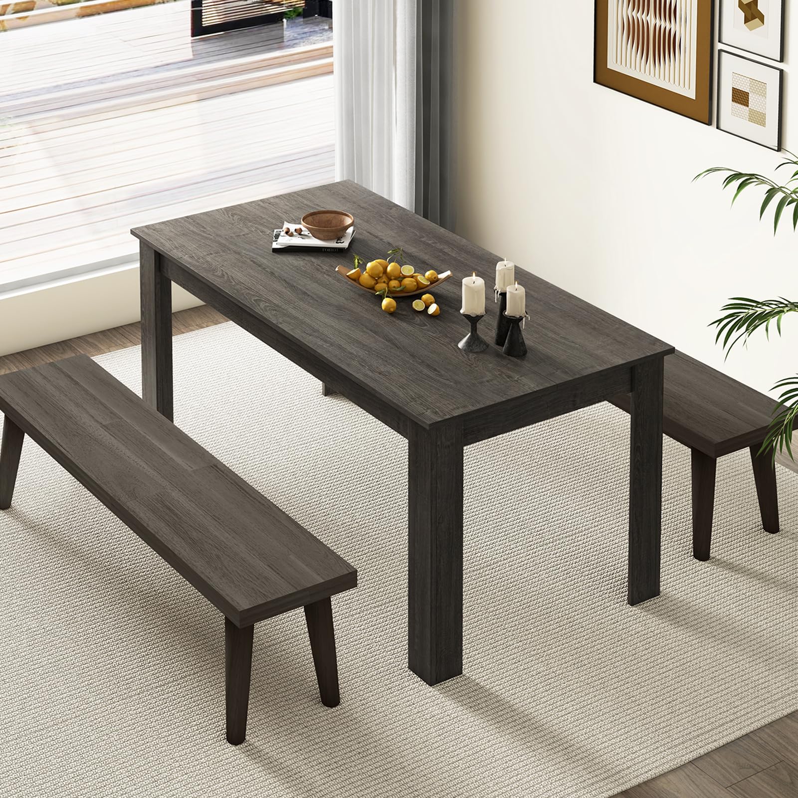 KOMFOTT Dining Table for 6, Wood Rectangular Table, 63" L x 31.5" W x 30" H Large Farmhouse Center Table