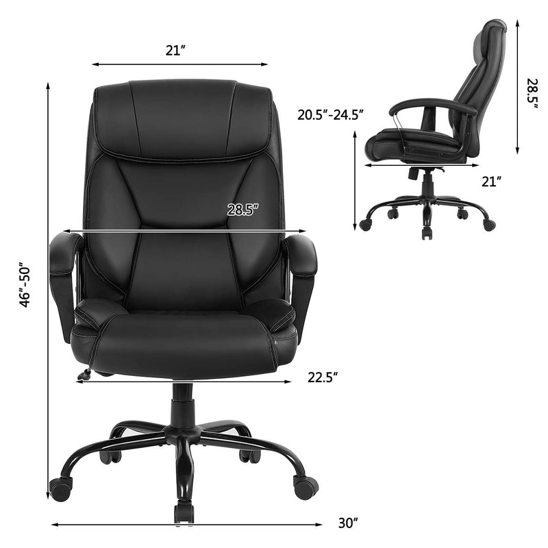 KOMFOTT 500 lbs Big and Tall Office Chair, Massage Executive Chair with 6 Vibrating Points