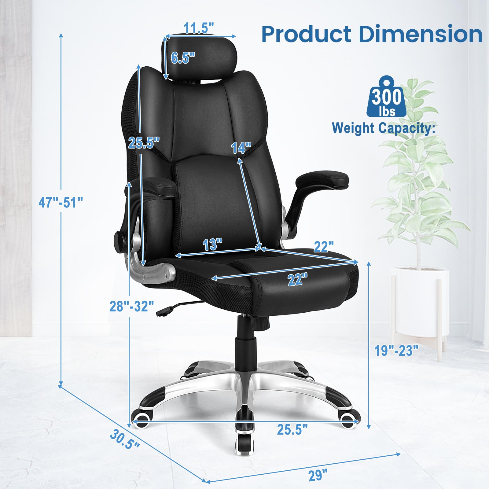 KOMFOTT Executive Office Chair, Kneading Massage Computer Chair with Removable Lumbar Support Pillow, Adjustable Headrest