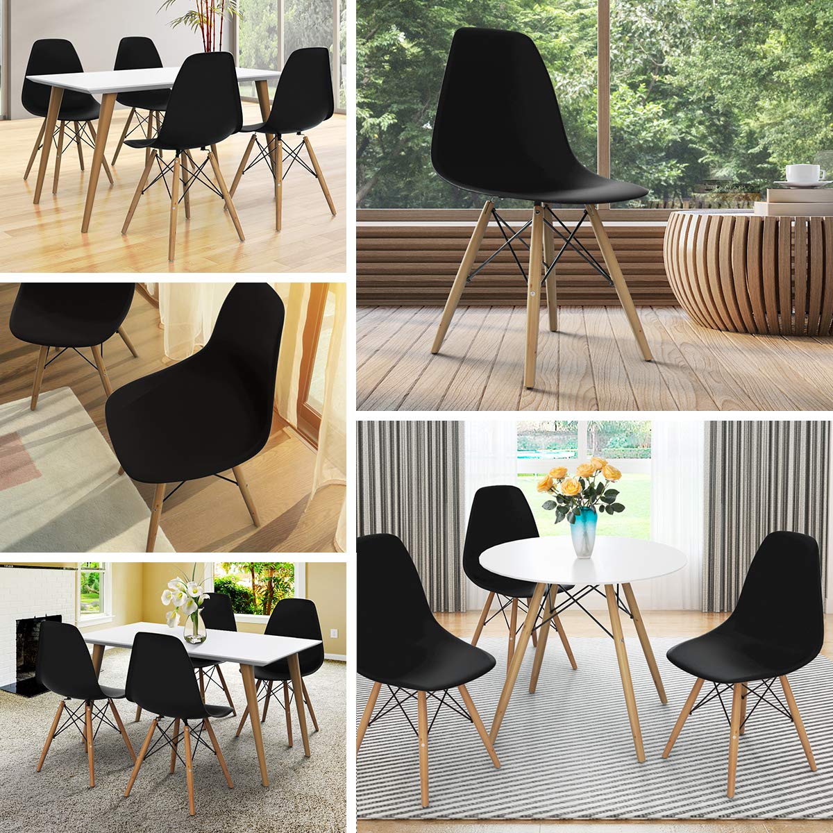 KOMFOTT Dining Chairs Set of 4, Pre Assembled Mid Century Modern Dining Chairs with Wood Legs