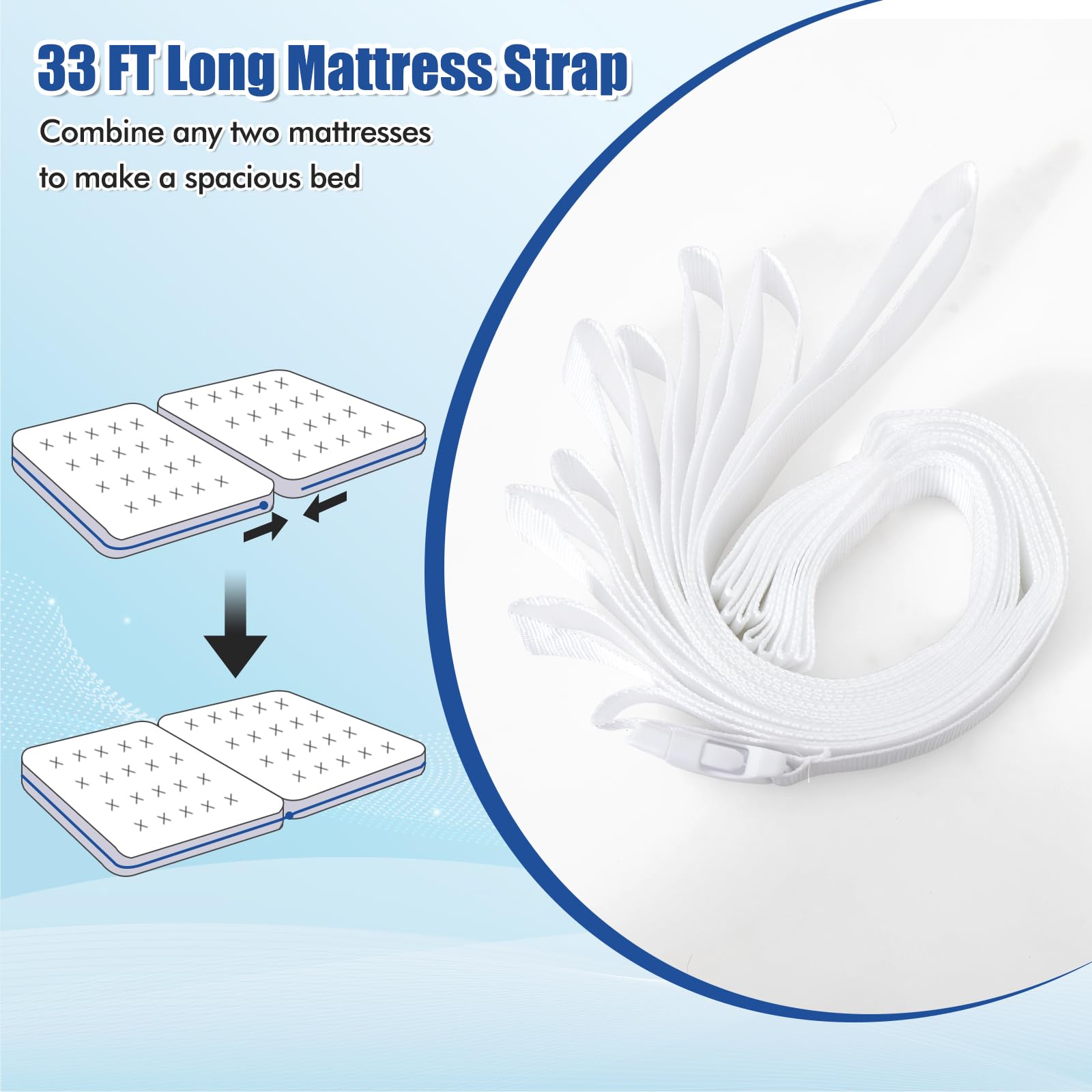 KOMFOTT 75” X 9” Wide Bed Bridge Twin to King Converter Kit, Mattress Connector Kit with Adjustable Strap, Split King Gap Filler