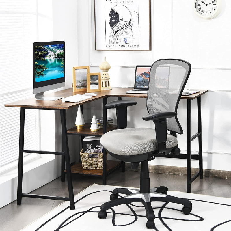 KOMFOTT Mid-Back Managers Mesh Office Chair with Height Adjustable Backrest & Armrest, Seat Tilt Adjustment