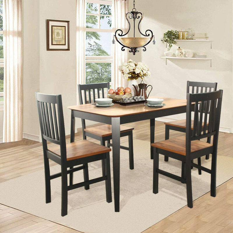 KOMFOTT Wooden Dining Chairs Set of 4, Farmhouse Kitchen Chair with Rubber Wood Legs