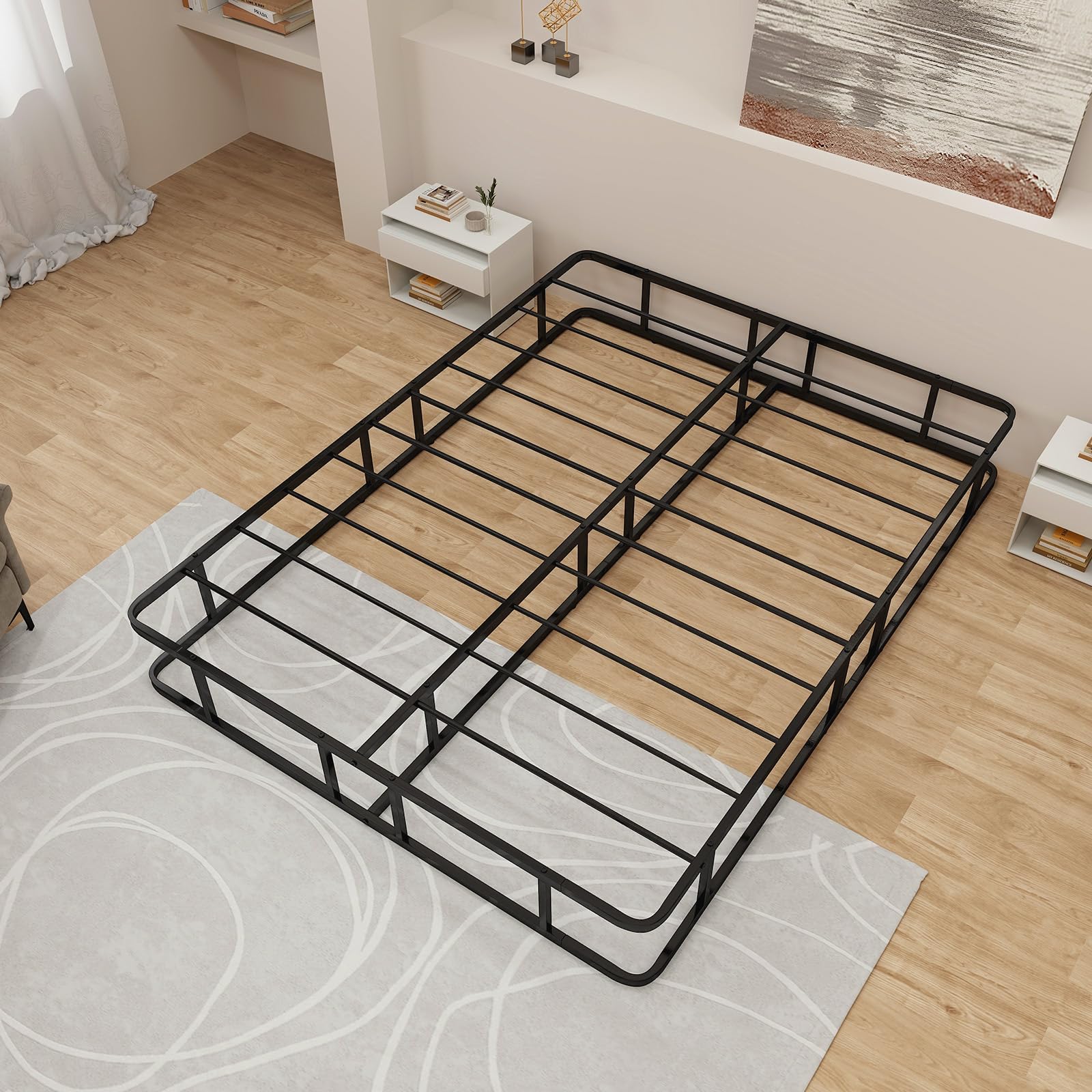 KOMFOTT Queen Size Metal Platform Bed Frame