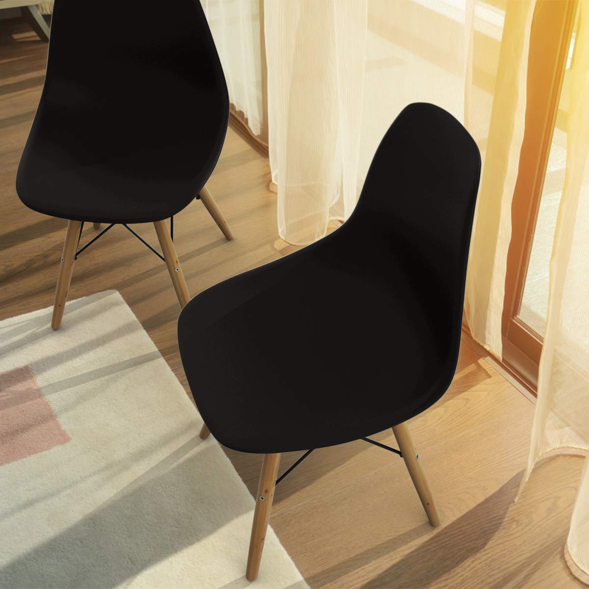 KOMFOTT Mid Century Modern Plastic Dining Chairs Set of 2 with Wood Legs