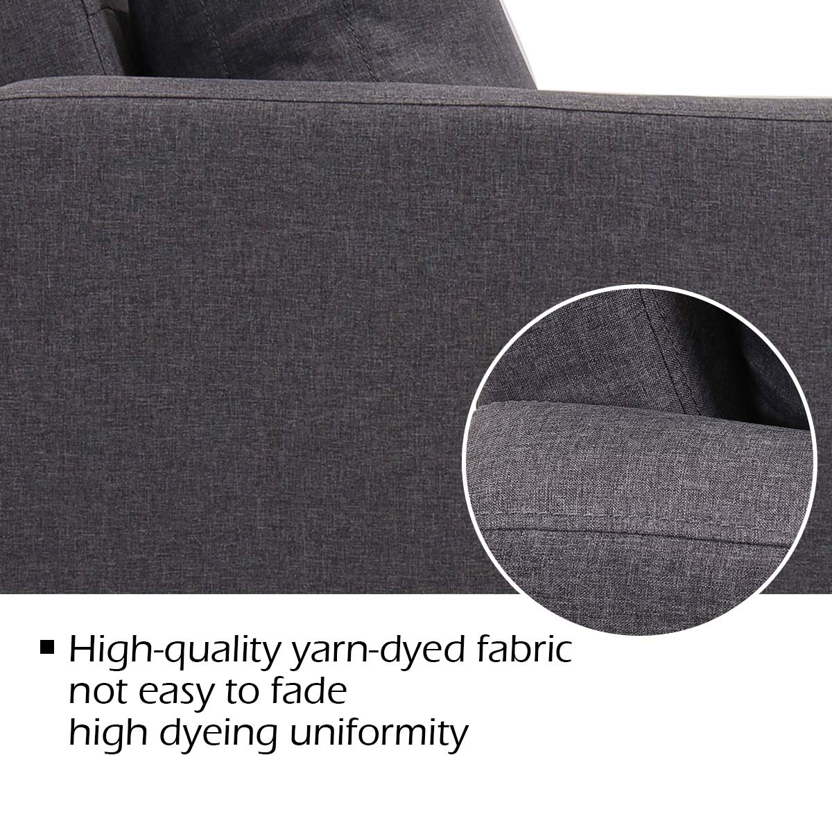 KOMFOTT Modern Upholstered Fabric Accent Futon Sofa Bed w/Wood Leg and Armrest