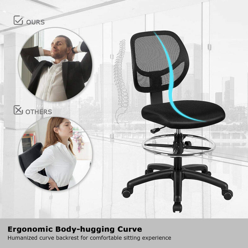 KOMFOTT Mesh Drafting Chair, Standing Desk Chair w/Footrest Ring