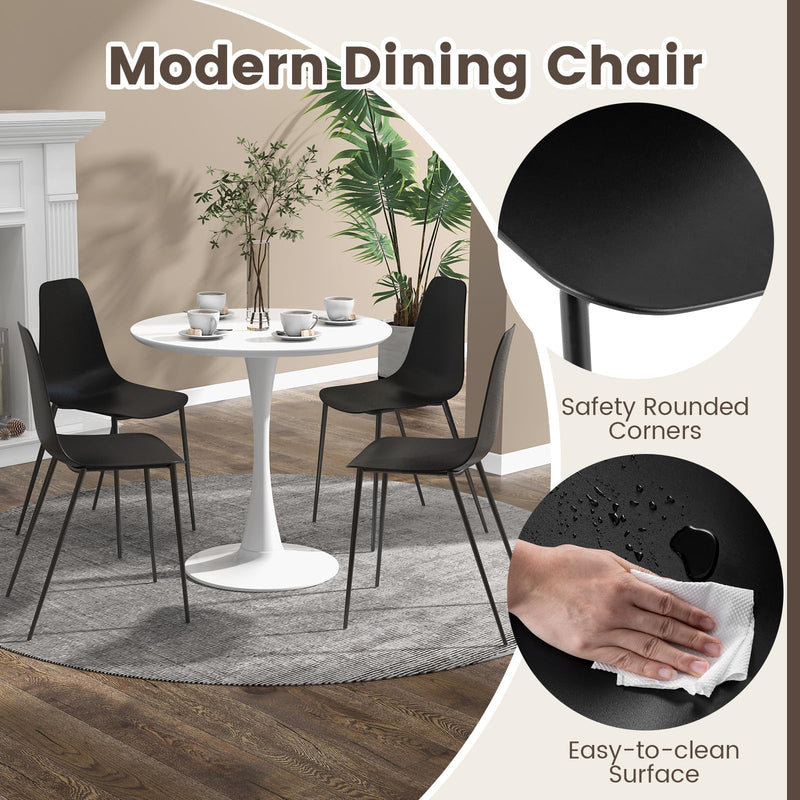 KOMFOTT Modern Dining Chairs Set of 4, Kitchen Chair with Metal Legs, Anti-Slip Foot Pads