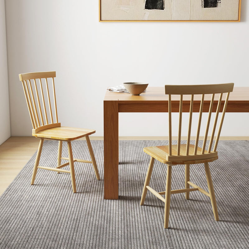 KOMFOTT Wood Dining Chairs Set of 2, Solid Wood Windsor Dining Chair with Wide Seat