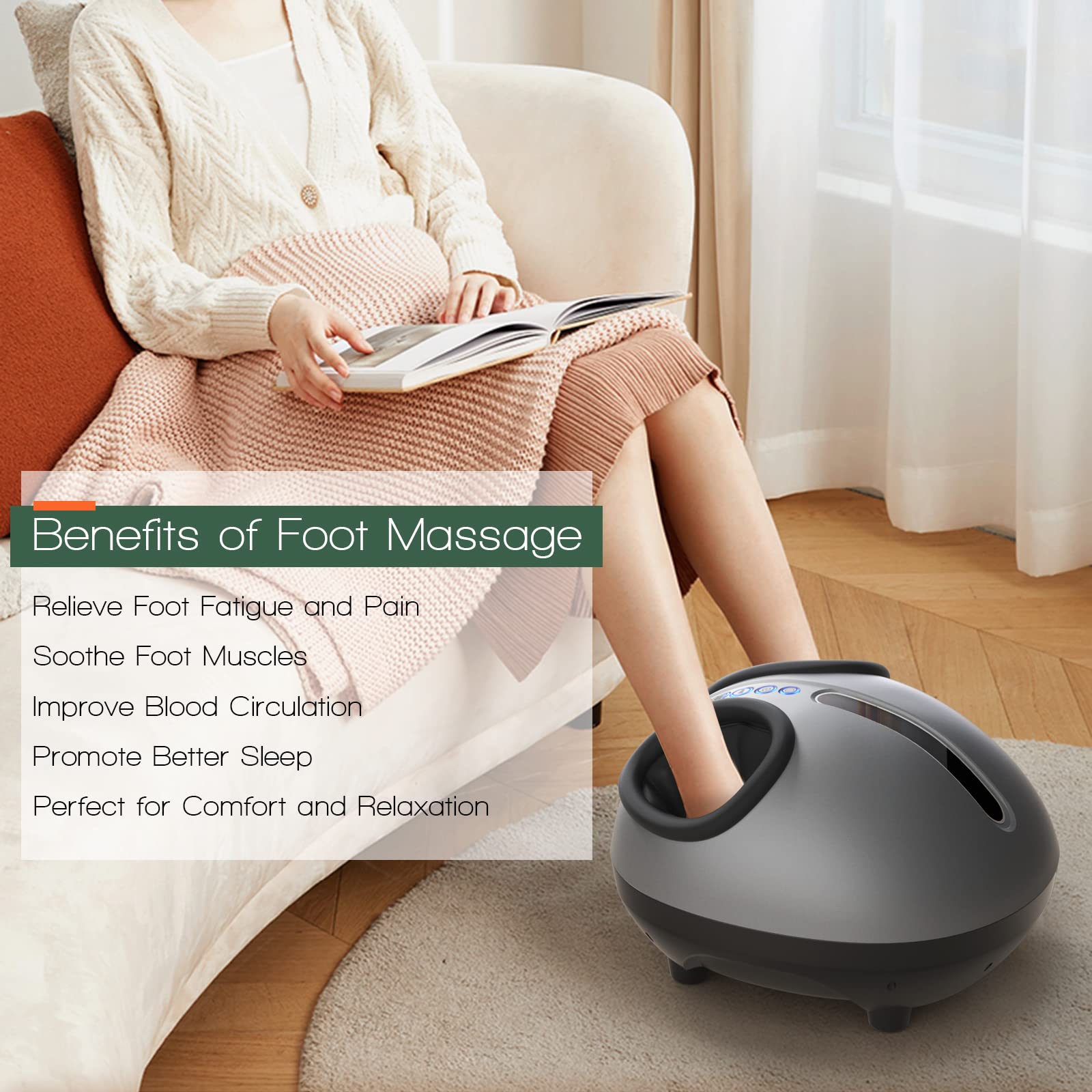 KOMFOTT Shiatsu Foot Massager Machine with Deep-Kneading Air Compression & Heat