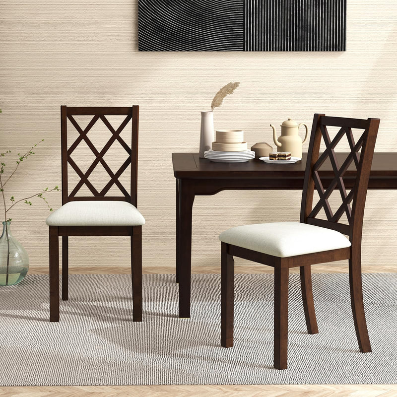 KOMFOTT Wood Dining Chairs Set of 2/4, Farmhouse Kitchen Chair with Rubber Wood Legs