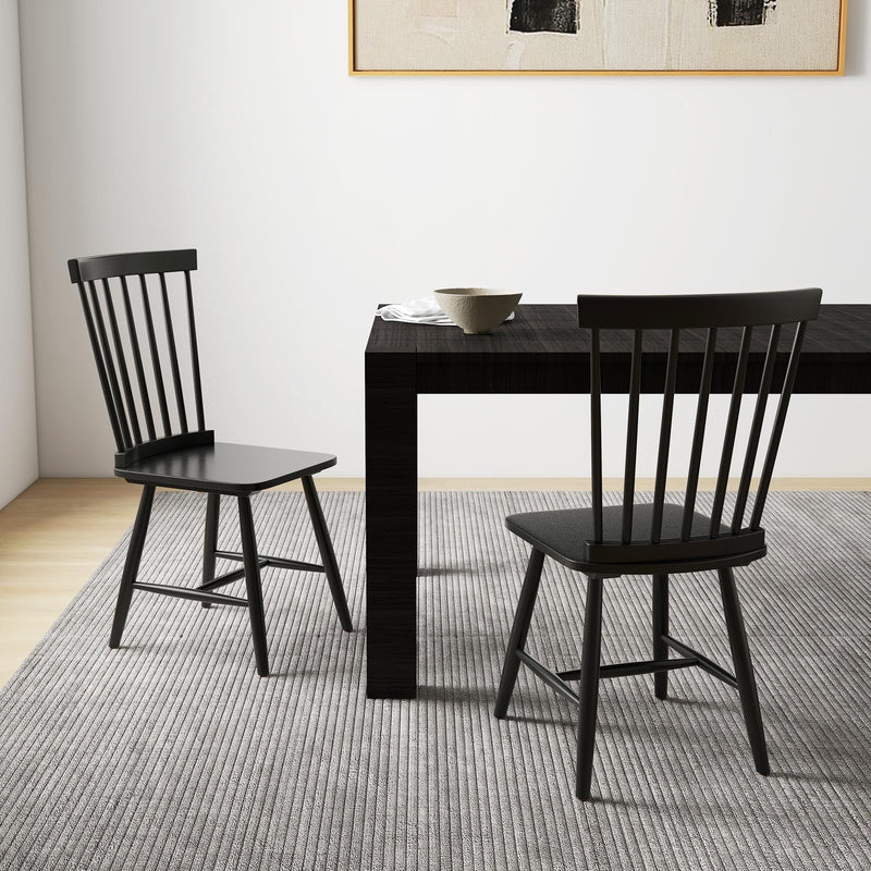 KOMFOTT Wood Dining Chairs Set of 2, Solid Wood Windsor Dining Chair with Wide Seat