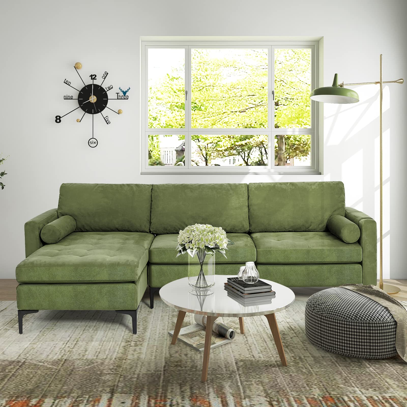 KOMFOTT Modern Accent Sofa w/Comfy Cushion Bolster for Bedroom Reception Room