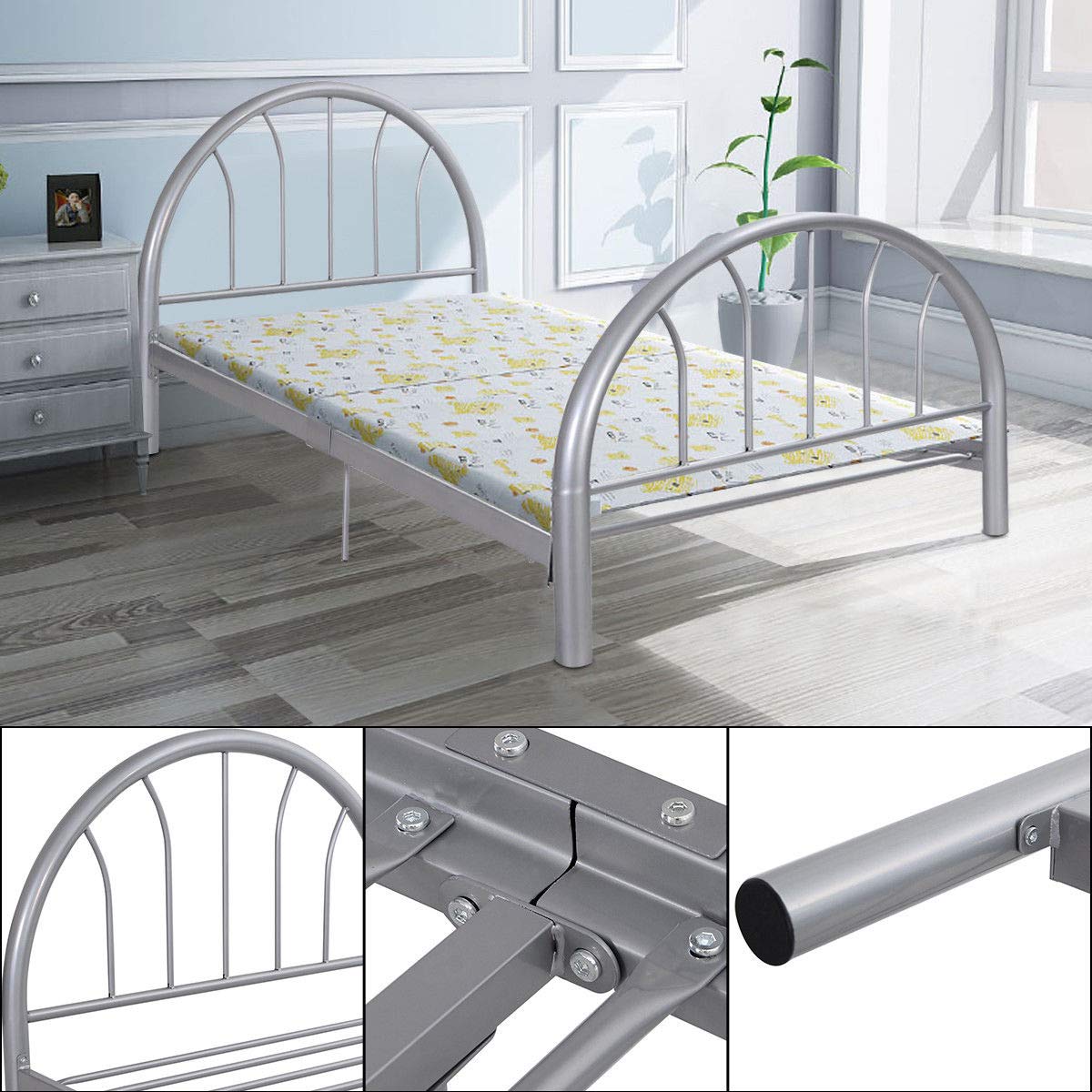 KOMFOTT 83"x42"x35" Twin Size Metal Bed Platform Bed Frame