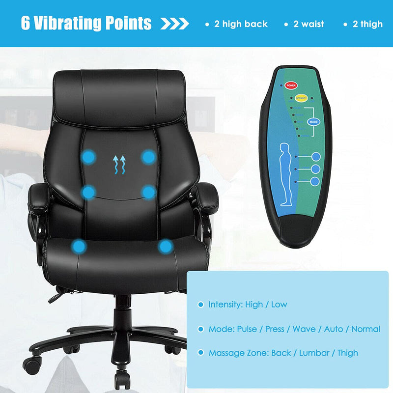 KOMFOTT Big and Tall Office Chair, Massage Executive Office Chair w/ 6 Vibrating Points