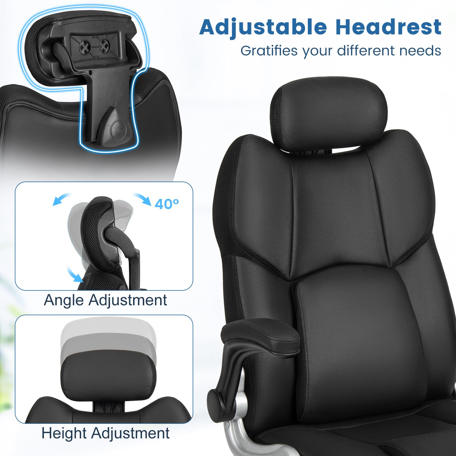 KOMFOTT Executive Office Chair, Kneading Massage Computer Chair with Removable Lumbar Support Pillow, Adjustable Headrest