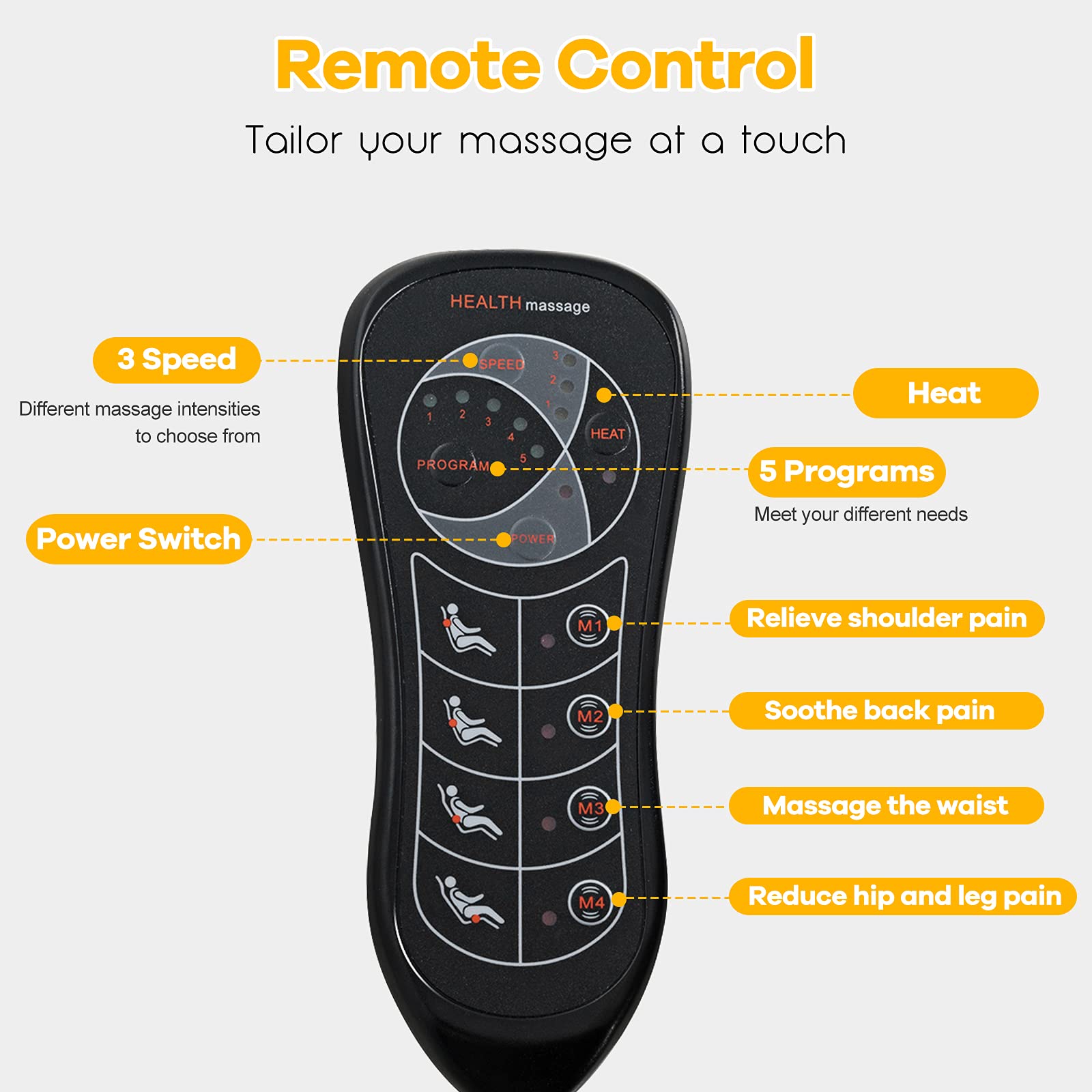 KOMFOTT Massage Seat Cushion Back Massager with Heat Chair Massager, 10 Vibration Nodes & 2 Heat Pads