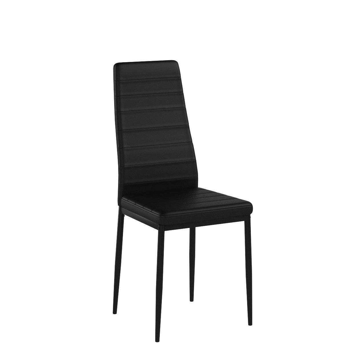 KOMFOTT Black Polyvinyl Chloride Metal Dining Chair Set of 6 - Ergonomic High Back, Soft Padded Seat and Back