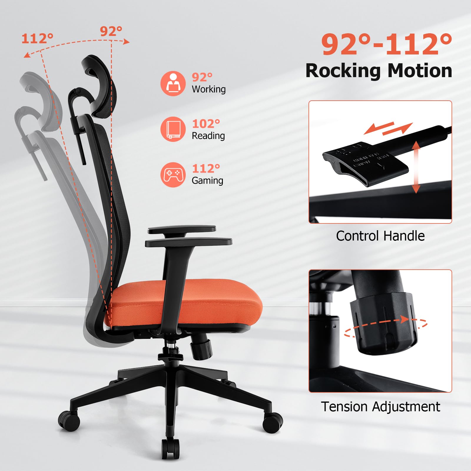 KOMFOTT Ergonomic Mesh Office Chair with Adjustable Lumbar and 3D Headrest