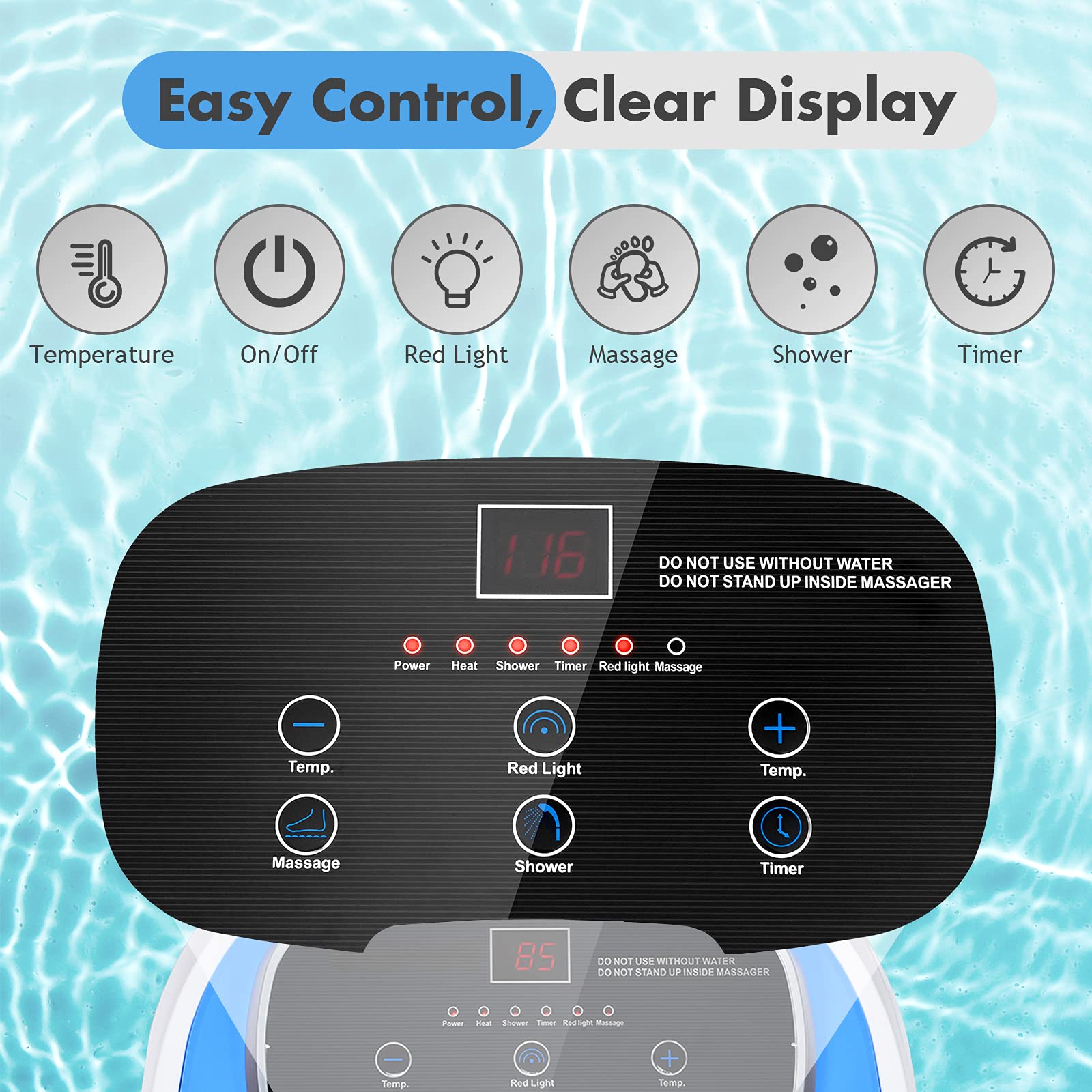 KOMFOTT Foot Spa Bath Massager w/Heat, Adjustable Water Shower, Motorized Shiatsu Massage Balls, Time & Temper Control