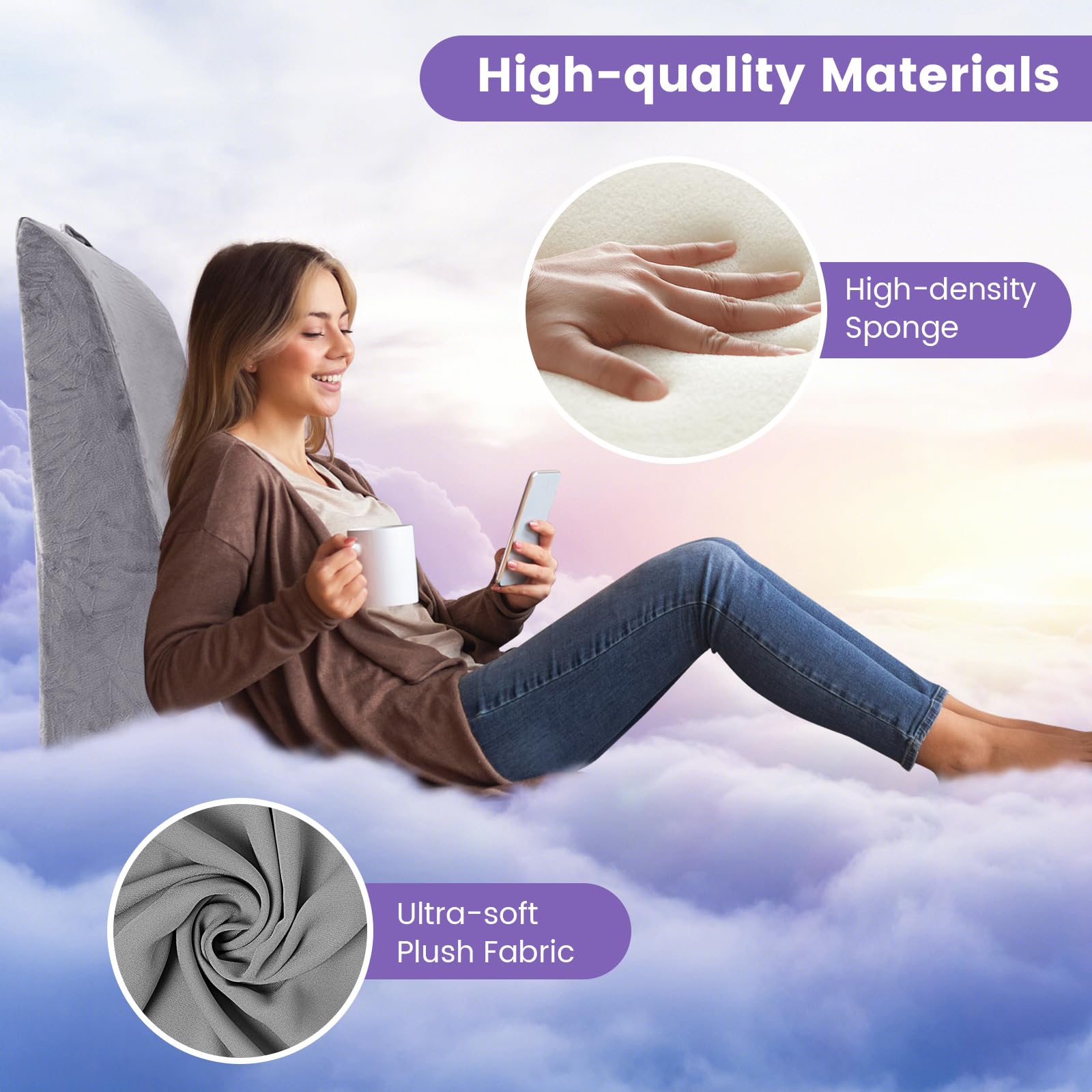 KOMFOTT Contoured Bed Wedge Support Pillow, Ergonomic Triangle Pillow