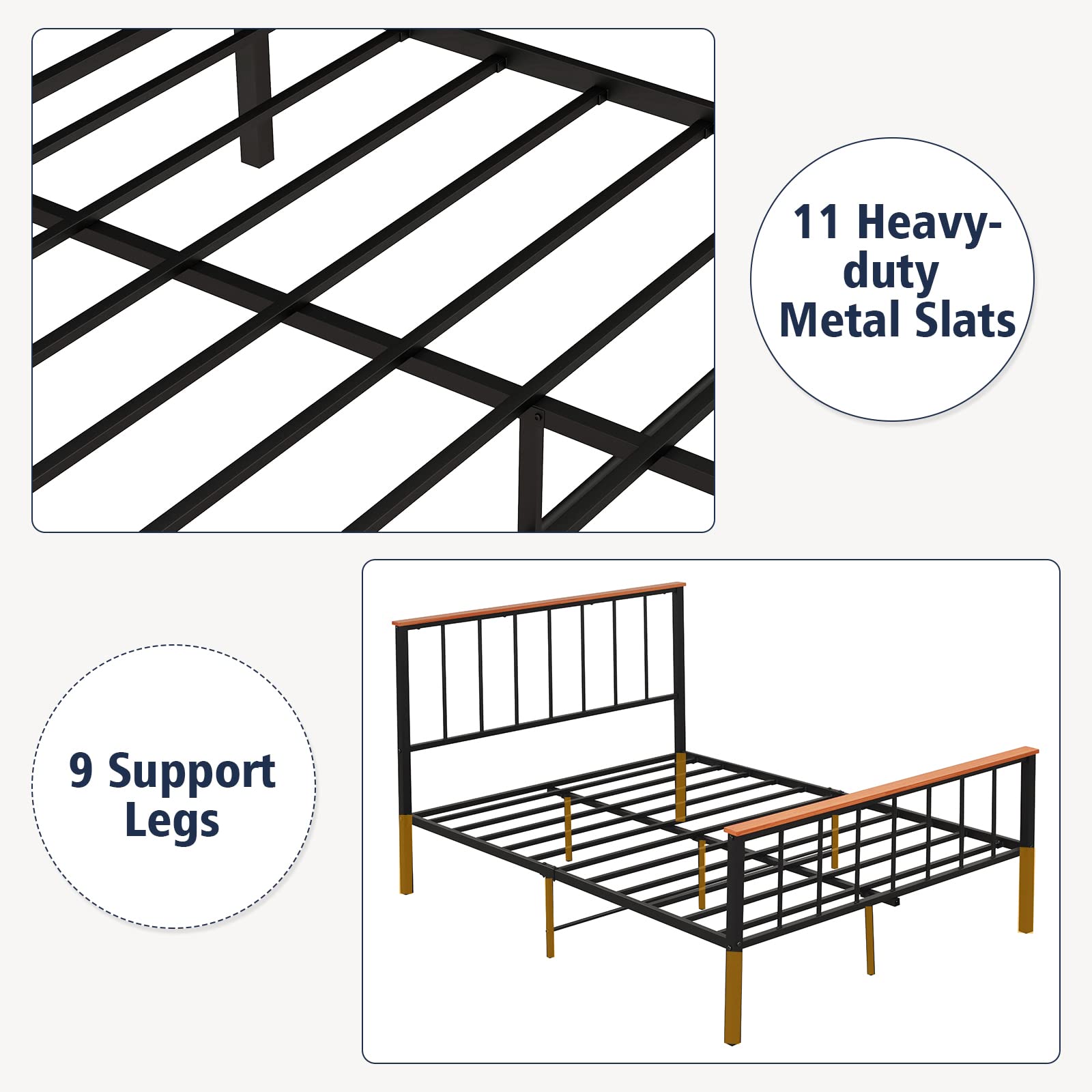 KOMFOTT Full/Queen Size Metal Bed Frame