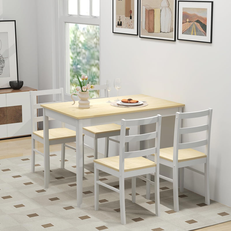 KOMFOTT Dining Table Set for 4, Breakfast Nook with Kitchen Table, 4 Dining Chairs