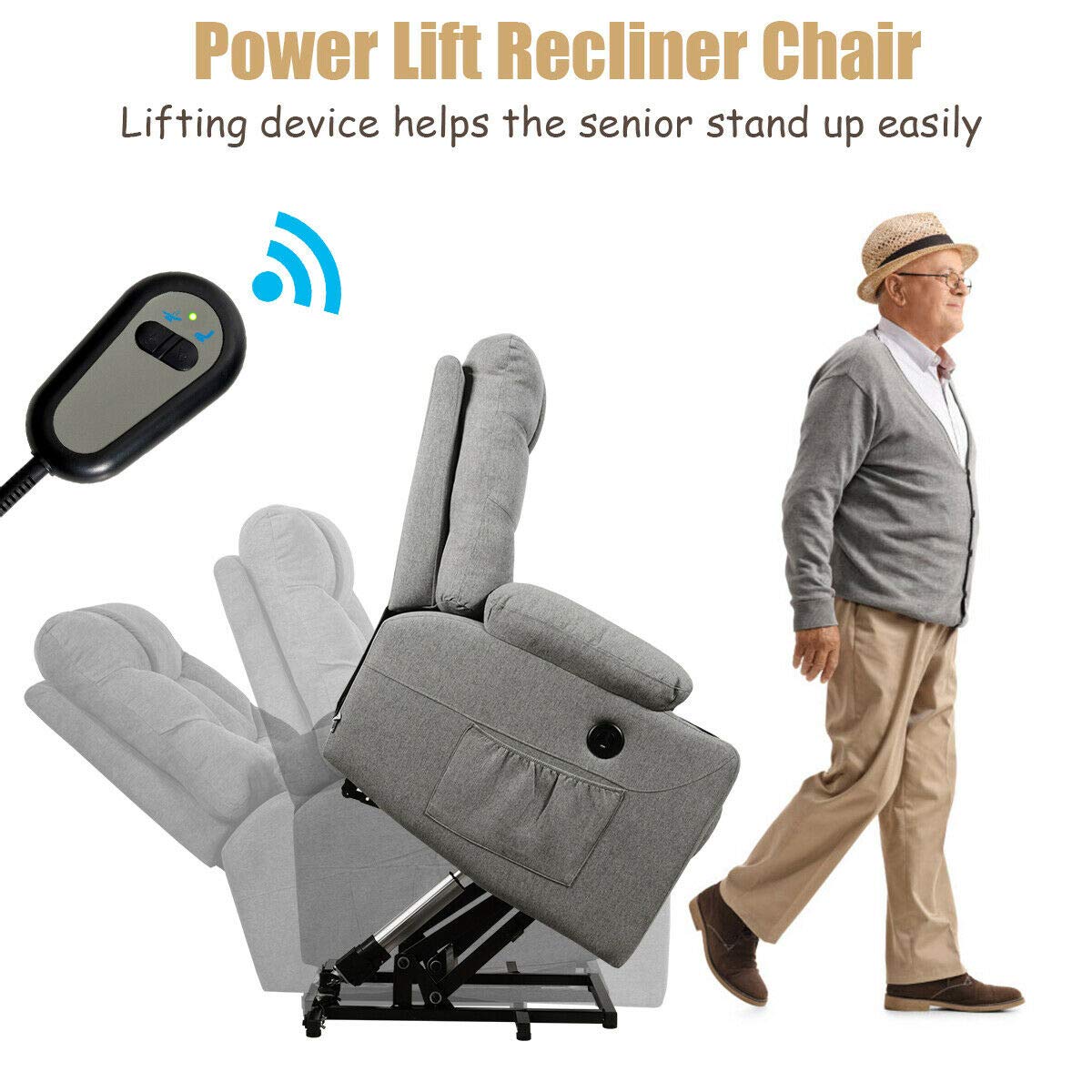 KOMFOTT Power Lift Chair Electric Recliner Sofa for Elderly