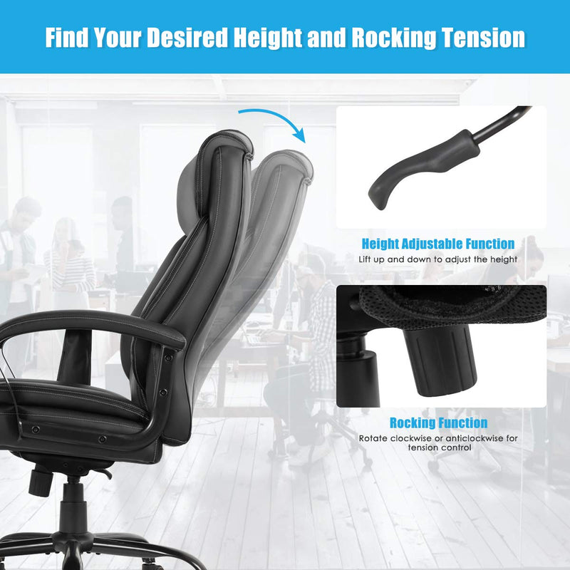 KOMFOTT 500 lbs Big and Tall Office Chair, Massage Executive Chair with 6 Vibrating Points