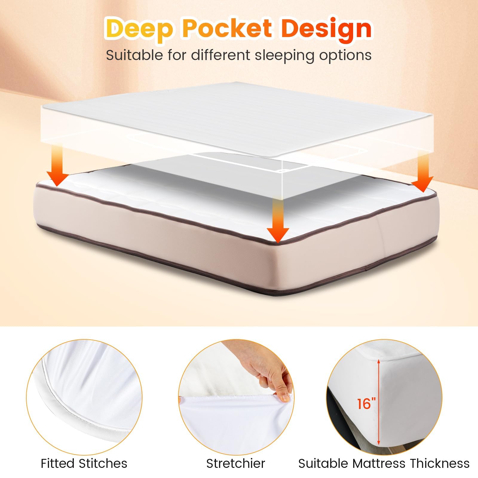 KOMFOTT Heated Mattress Pad Twin, Single Electric Mattress Pad Bed Warmer with 8 Heat Settings & 10H Timer, Overheat Protection, Machine Washable