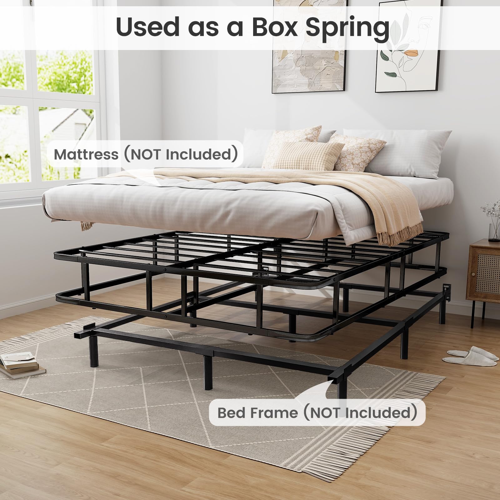 KOMFOTT Queen Size Metal Platform Bed Frame