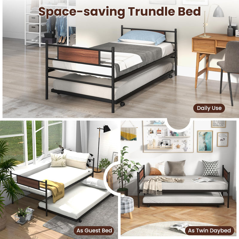 KOMFOTT Space-Saving Trundle Sofa Bed for Living Room Guest Room