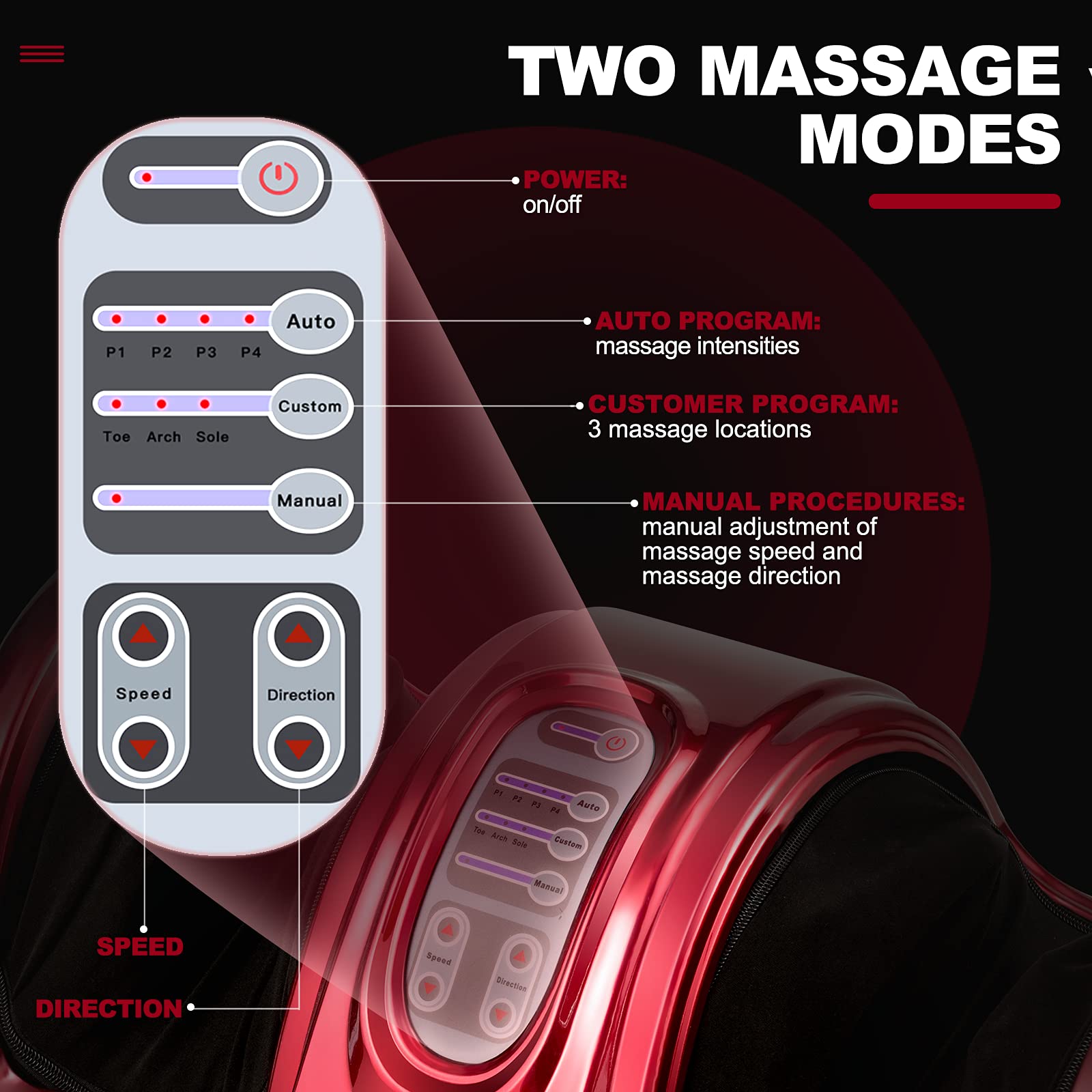 KOMFOTT Electric Shiatsu Foot Massager w/Remote and 4 Massage Modes