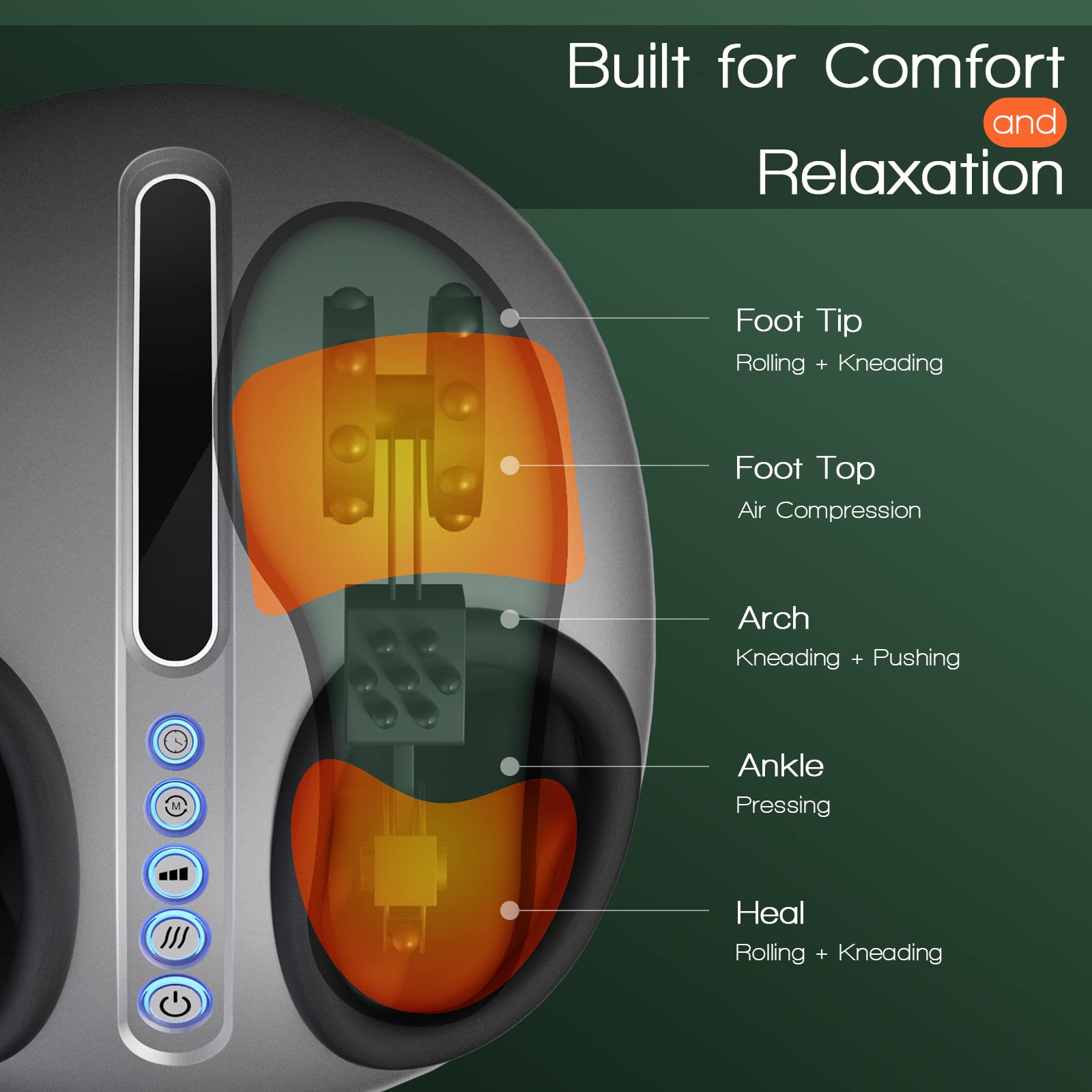 KOMFOTT Shiatsu Foot Massager Machine with Deep-Kneading Air Compression & Heat