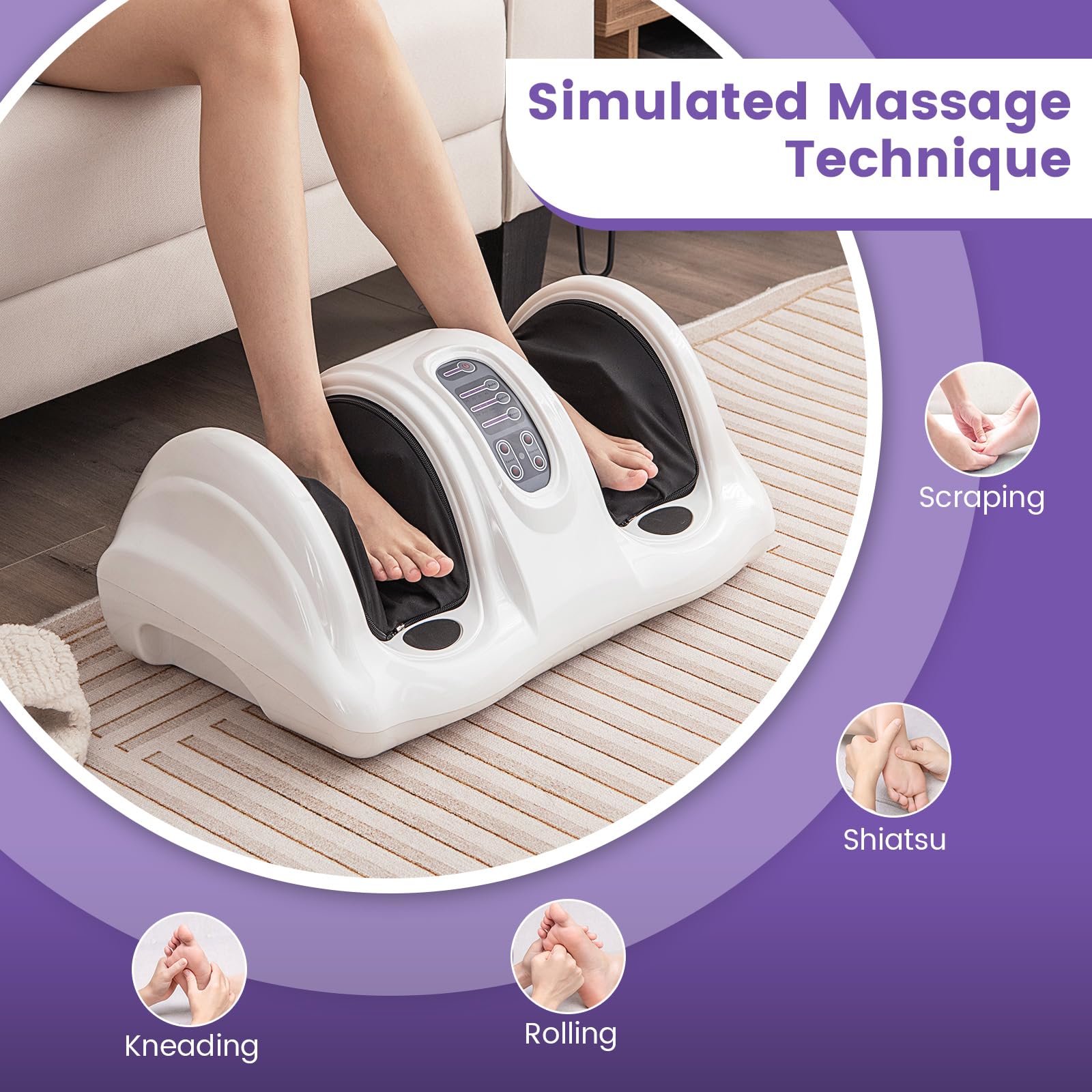 KOMFOTT Electric Shiatsu Foot Massager w/Remote and 4 Massage Modes