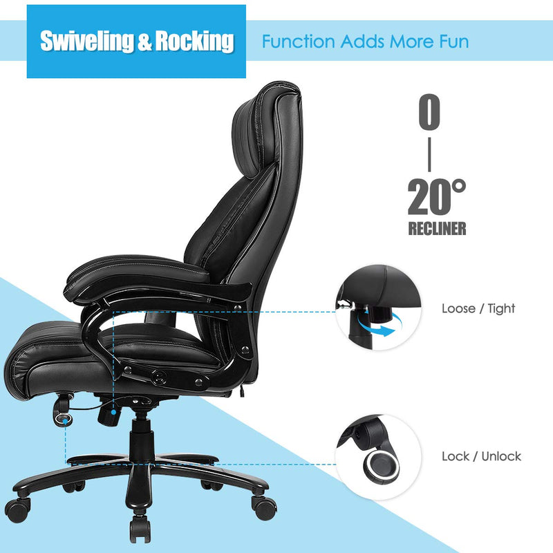 KOMFOTT Big and Tall Office Chair, Massage Executive Office Chair w/ 6 Vibrating Points