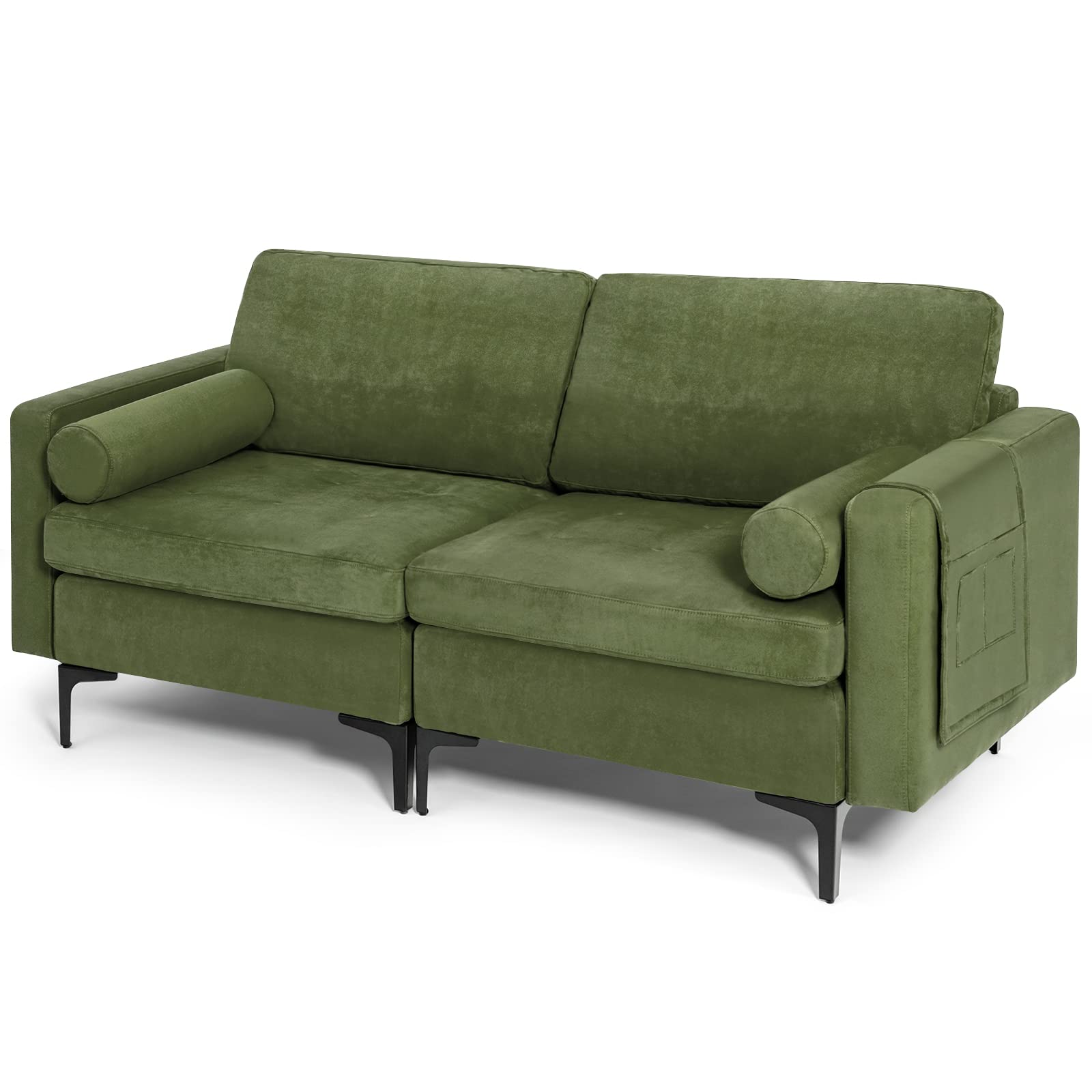 KOMFOTT Modern Accent Sofa w/Comfy Cushion Bolster for Bedroom Reception Room