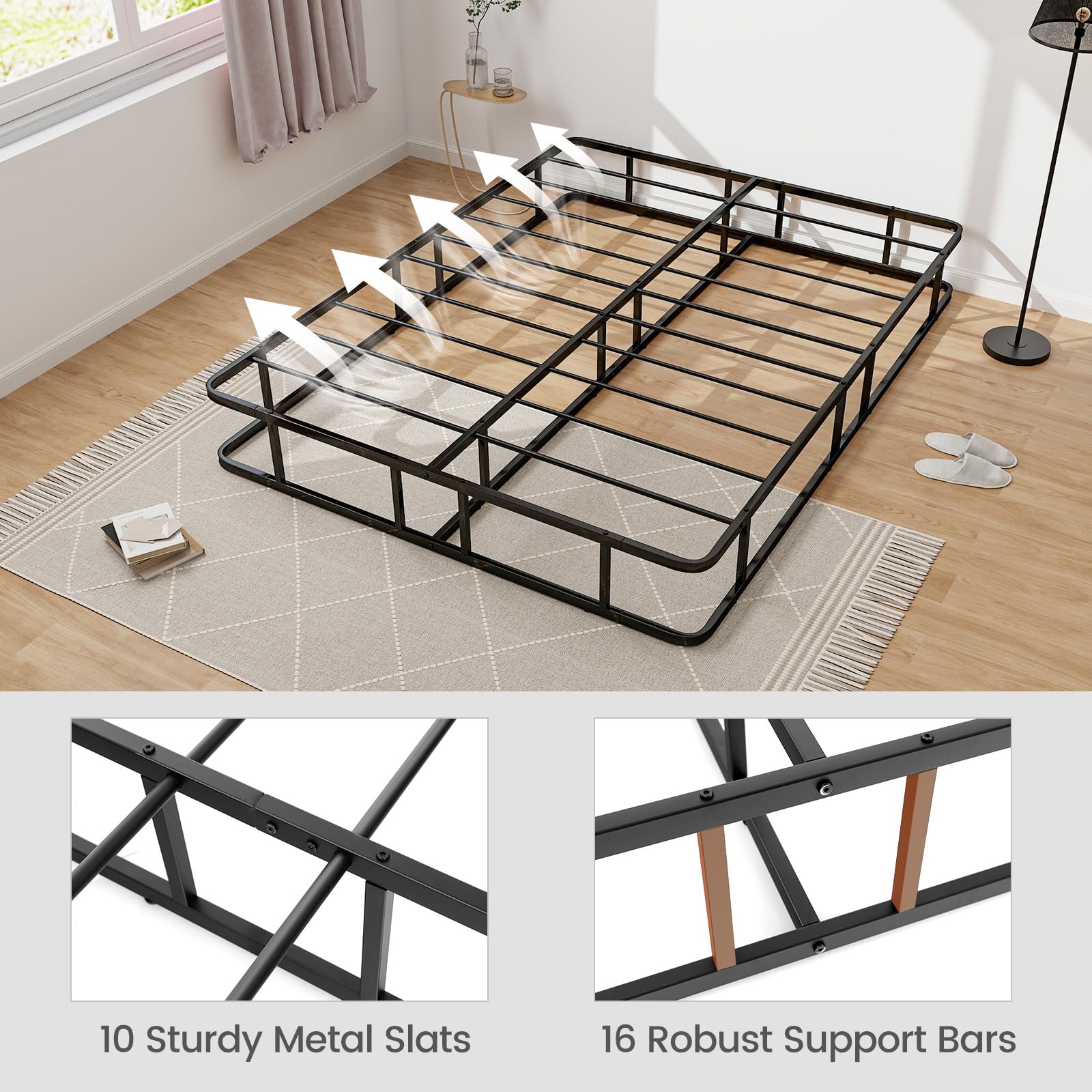 KOMFOTT Queen Size Metal Platform Bed Frame