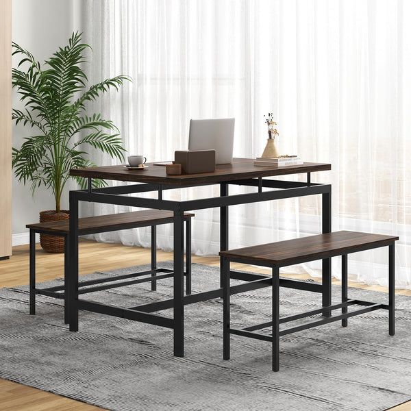 KOMFOTT Dining Table Set for 4 with 2 Benches, Metal Frame