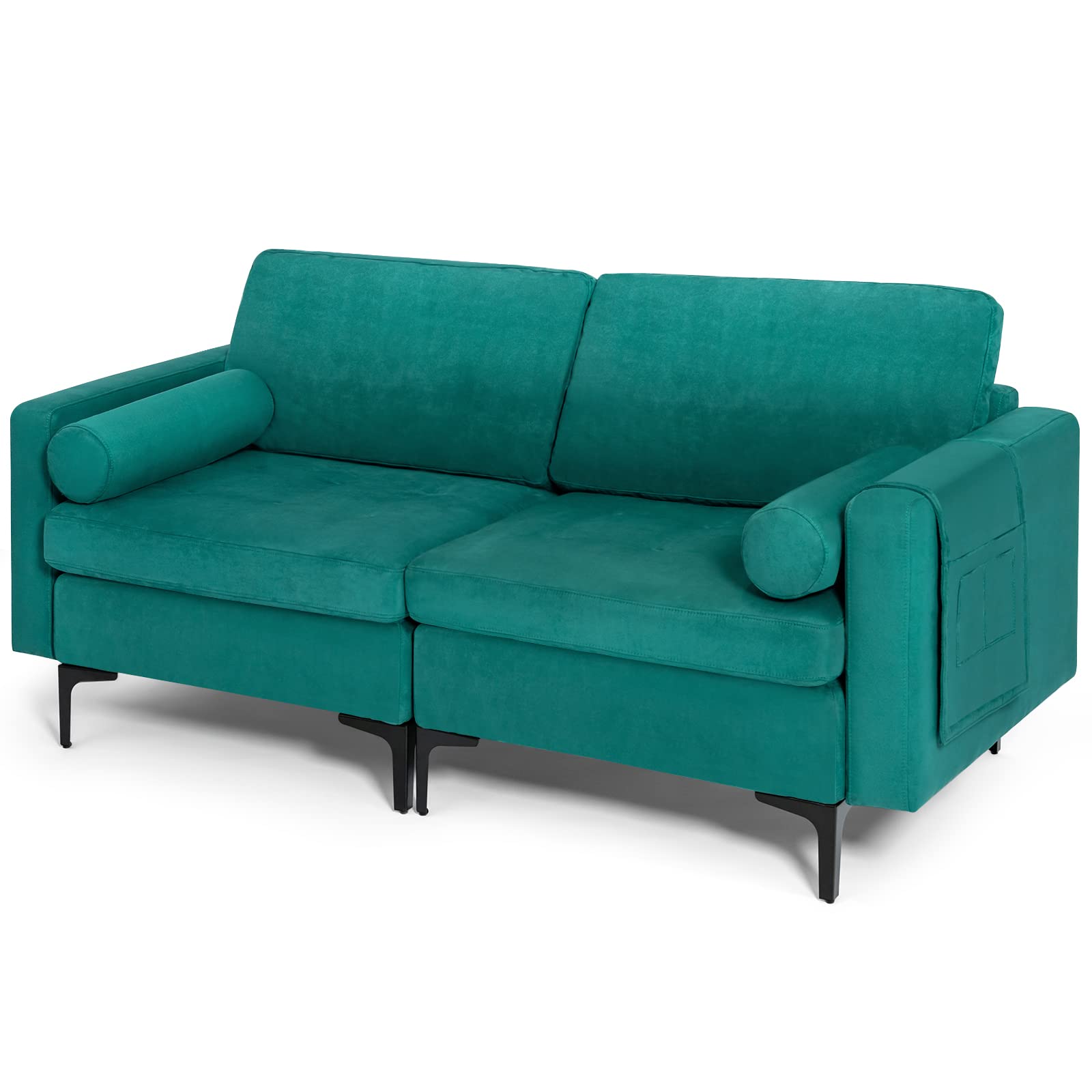 KOMFOTT Modern Accent Sofa w/Comfy Cushion Bolster for Bedroom Reception Room