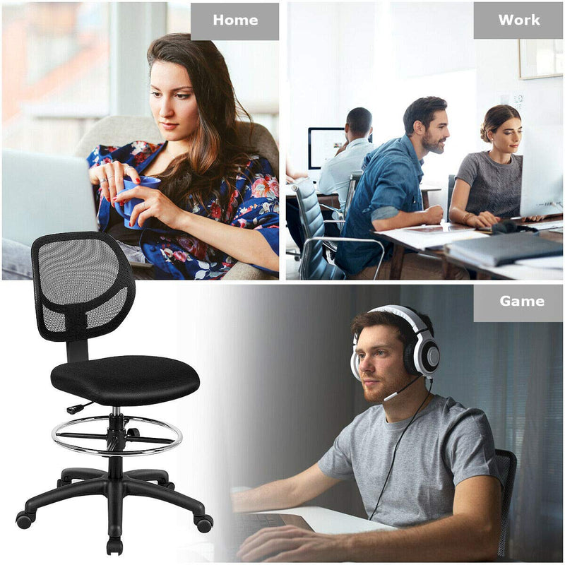 KOMFOTT Mesh Drafting Chair, Standing Desk Chair w/Footrest Ring