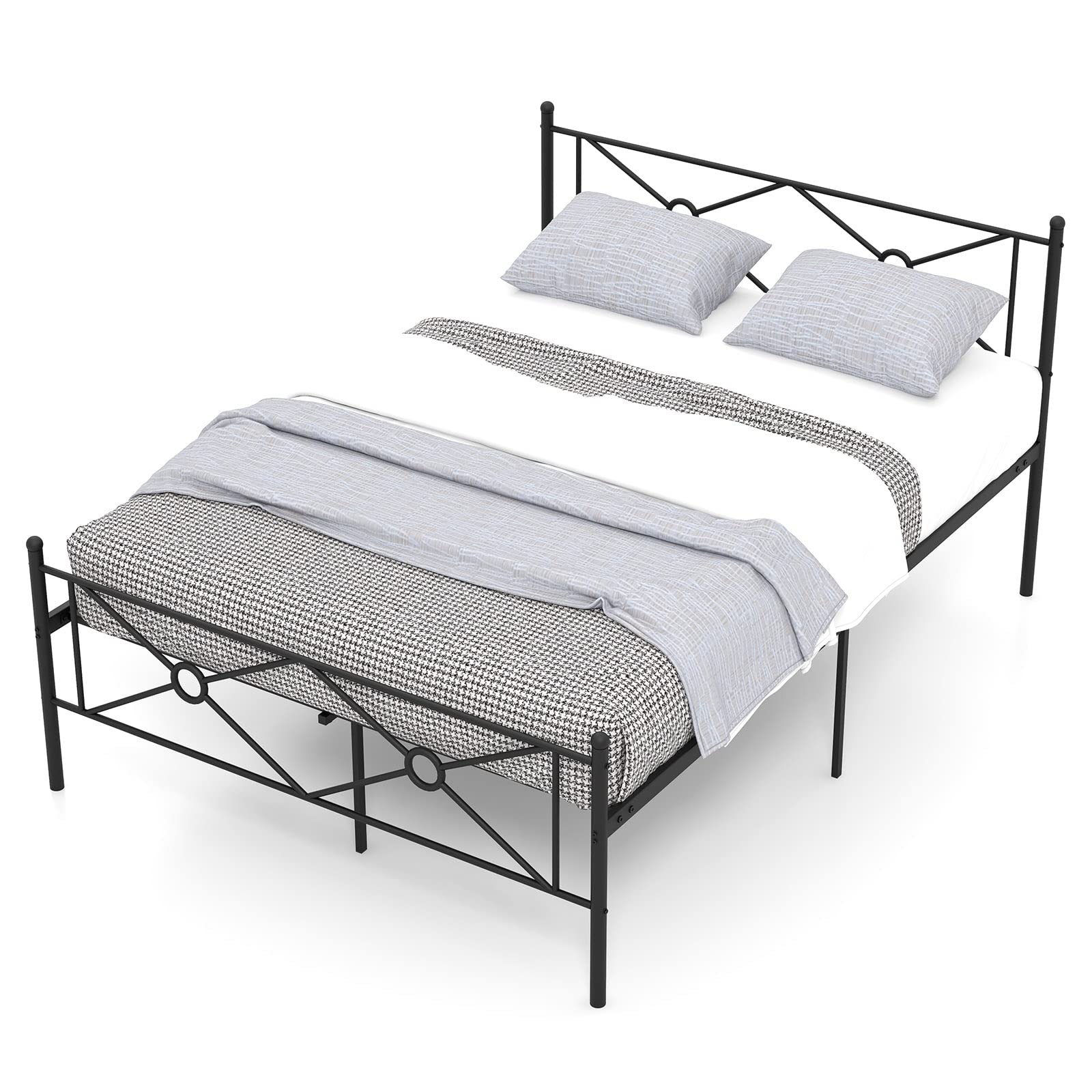 KOMFOTT Metal Bed Frame, Platform Bed Frame with Headboard & Footboard, Noise Free