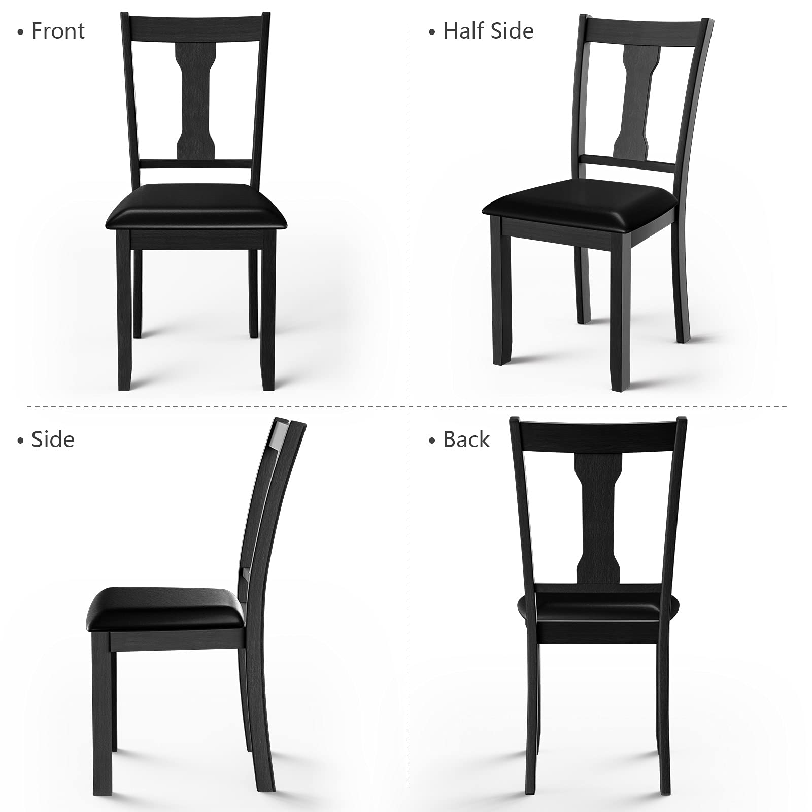 KOMFOTT Set of 2/4 Dining Chairs, Upholstered High Back Kitchen Chairs w/Rubber Wood Frame