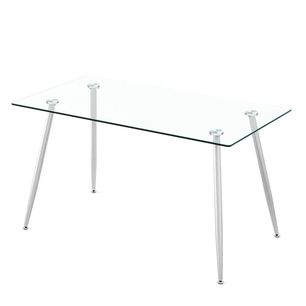 KOMFOTT Glass Dining Table, Modern Rectangular Table with Spacious Tempered Glass Tabletop, 51 x 27.5 x 29.5 Inch