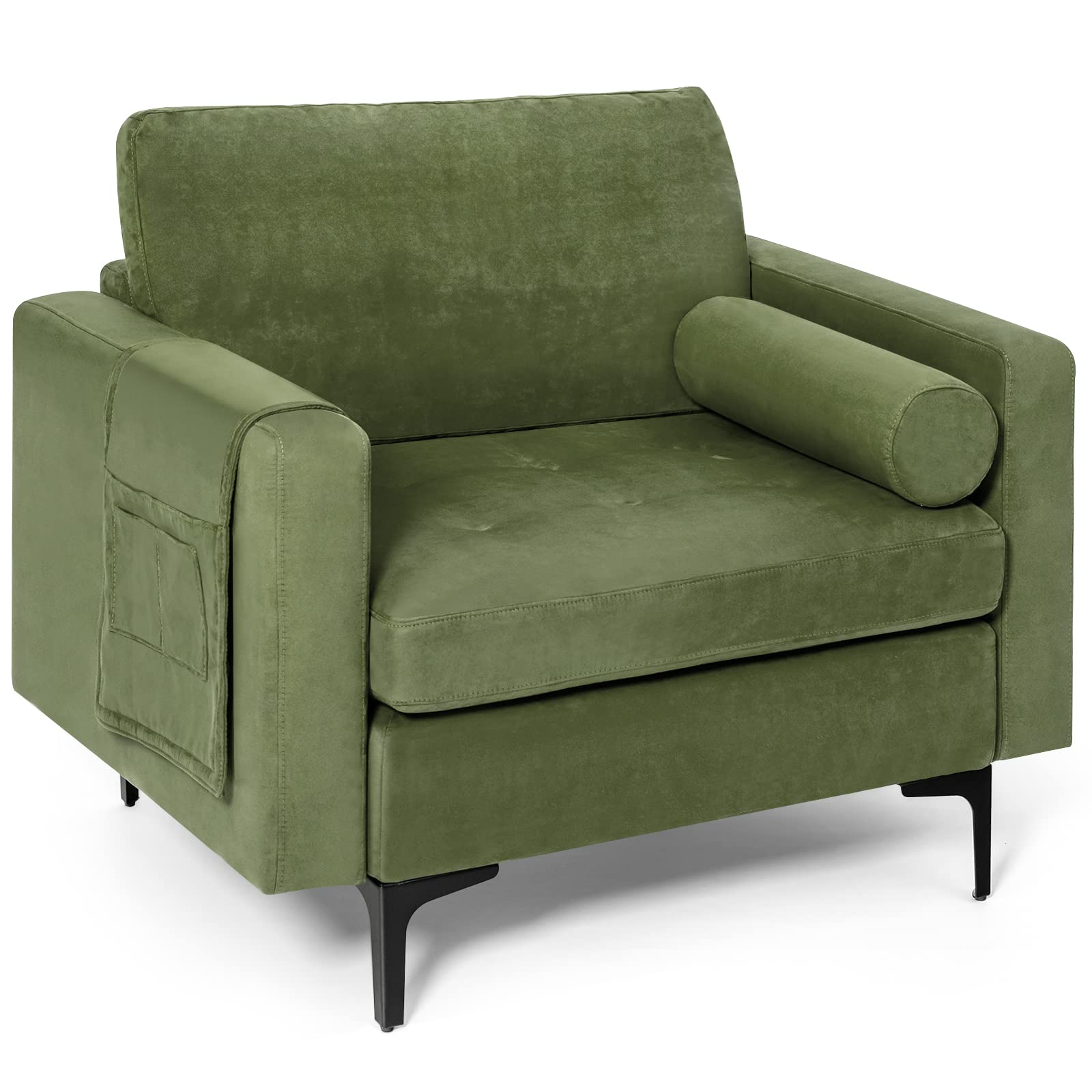 Modern Accent Sofa w/Comfy Cushion Bolster for Bedroom Reception Room