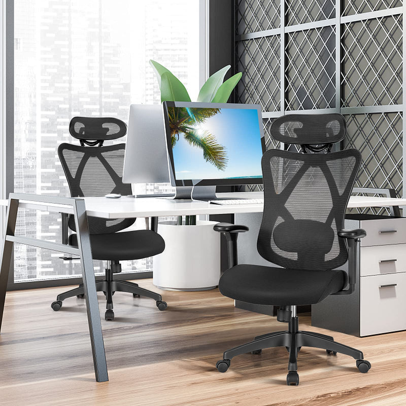 KOMFOTT Ergonomic Office Chair with Adjustable Lumbar Support, Armrests and Headrest