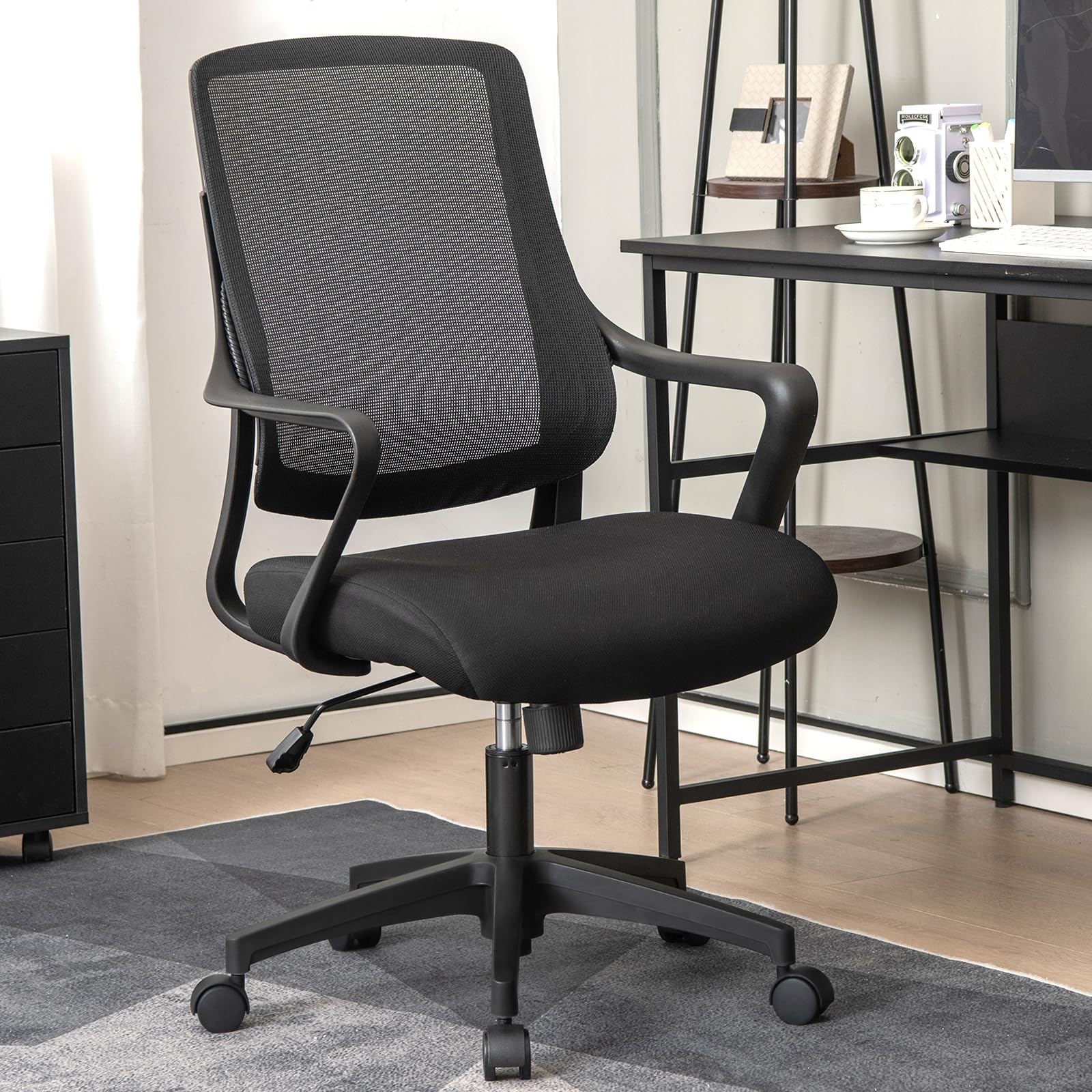 KOMFOTT Mesh Office Desk Chair, Ergonomic Mid Back Conference Room Chair with Armrest Support and Comfortable Cushion