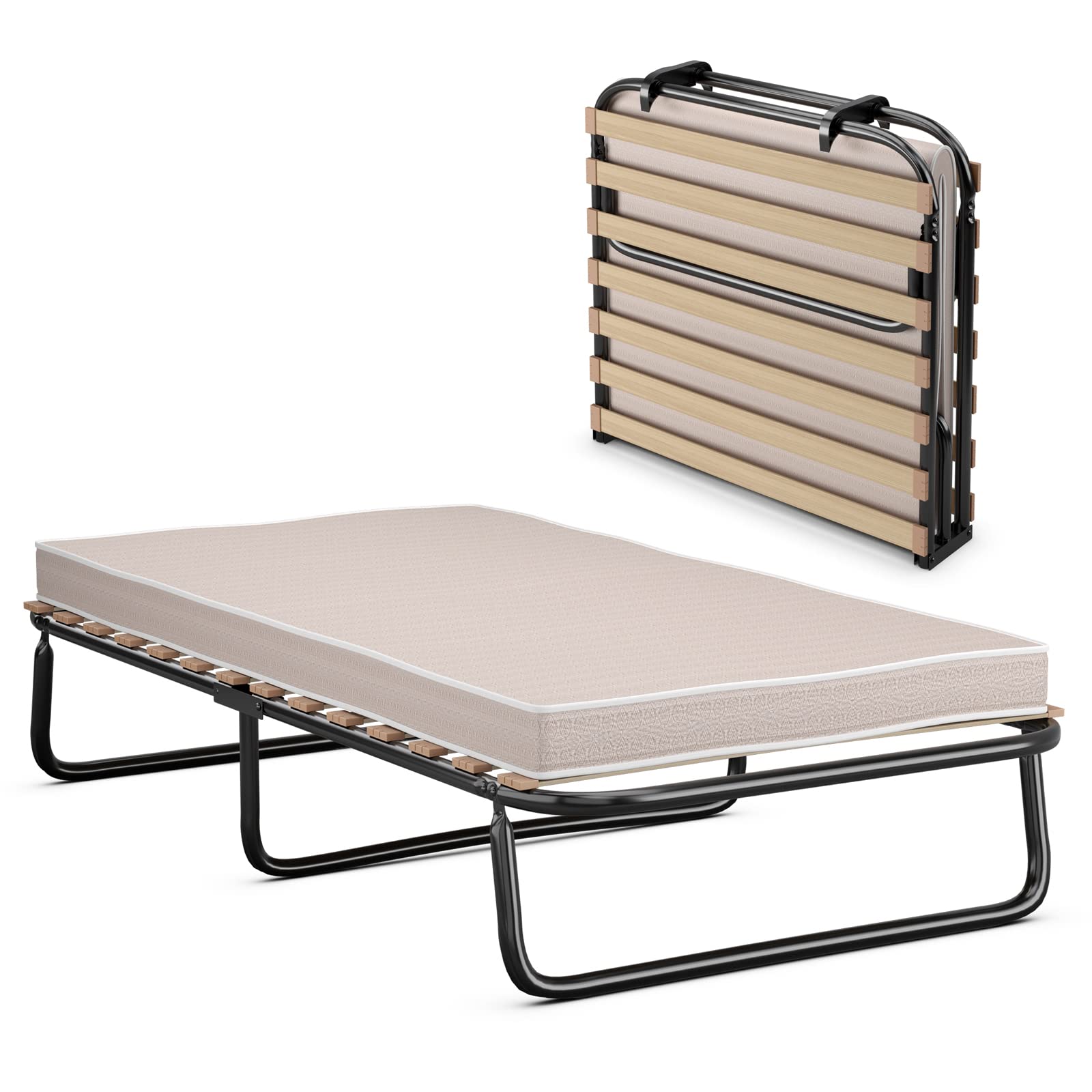 KOMFOTT Twin Size Folding Bed Frame with Mattress (2" or 4")